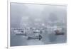 USA, Massachusetts, Cape Ann, Gloucester. Annisquam Harbor, boats in fog-Walter Bibikow-Framed Photographic Print