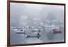 USA, Massachusetts, Cape Ann, Gloucester. Annisquam Harbor, boats in fog-Walter Bibikow-Framed Photographic Print