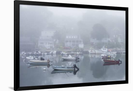 USA, Massachusetts, Cape Ann, Gloucester. Annisquam Harbor, boats in fog-Walter Bibikow-Framed Photographic Print
