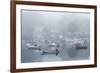 USA, Massachusetts, Cape Ann, Gloucester. Annisquam Harbor, boats in fog-Walter Bibikow-Framed Photographic Print