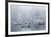 USA, Massachusetts, Cape Ann, Gloucester. Annisquam Harbor, boats in fog-Walter Bibikow-Framed Photographic Print