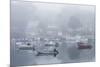 USA, Massachusetts, Cape Ann, Gloucester. Annisquam Harbor, boats in fog-Walter Bibikow-Mounted Photographic Print