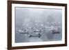 USA, Massachusetts, Cape Ann, Gloucester. Annisquam Harbor, boats in fog-Walter Bibikow-Framed Photographic Print