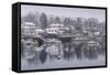 USA, Massachusetts, Cape Ann, Gloucester, Annisquam, Lobster Cove, early winter-Walter Bibikow-Framed Stretched Canvas