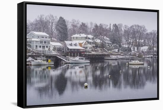 USA, Massachusetts, Cape Ann, Gloucester, Annisquam, Lobster Cove, early winter-Walter Bibikow-Framed Stretched Canvas