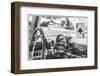 USA, Massachusetts, Cape Ann, Gloucester. Antique car interior and ace of spades card.-Walter Bibikow-Framed Photographic Print