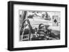 USA, Massachusetts, Cape Ann, Gloucester. Antique car interior and ace of spades card.-Walter Bibikow-Framed Photographic Print