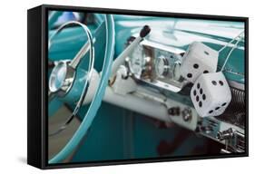 USA, Massachusetts, Cape Ann, Gloucester, Antique Car Show, 1950's Fuzzy Dice-Walter Bibikow-Framed Stretched Canvas