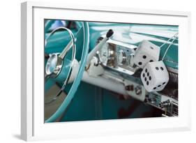 USA, Massachusetts, Cape Ann, Gloucester, Antique Car Show, 1950's Fuzzy Dice-Walter Bibikow-Framed Photographic Print