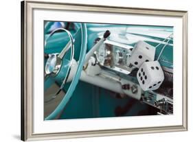 USA, Massachusetts, Cape Ann, Gloucester, Antique Car Show, 1950's Fuzzy Dice-Walter Bibikow-Framed Photographic Print