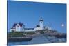 USA, Massachusetts, Cape Ann, Gloucester, Eastern Point LIghthouse with moonrise-Walter Bibikw-Stretched Canvas