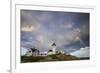 USA, Massachusetts, Cape Ann, Gloucester, Eastern Point Lighthouse with rainbow-Walter Bibikow-Framed Premium Photographic Print