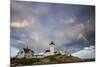 USA, Massachusetts, Cape Ann, Gloucester, Eastern Point Lighthouse with rainbow-Walter Bibikow-Mounted Premium Photographic Print