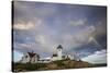 USA, Massachusetts, Cape Ann, Gloucester, Eastern Point Lighthouse with rainbow-Walter Bibikow-Stretched Canvas