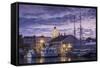 USA, Massachusetts, Cape Ann, Gloucester. Gloucester City Hall at dawn.-Walter Bibikow-Framed Stretched Canvas