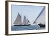 USA, Massachusetts, Cape Ann, Gloucester. Gloucester Schooner Festival, schooner parade of sail.-Walter Bibikow-Framed Photographic Print