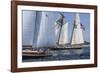 USA, Massachusetts, Cape Ann, Gloucester. Gloucester Schooner Festival, schooner parade of sail.-Walter Bibikow-Framed Photographic Print