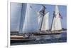 USA, Massachusetts, Cape Ann, Gloucester. Gloucester Schooner Festival, schooner parade of sail.-Walter Bibikow-Framed Photographic Print