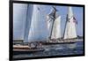 USA, Massachusetts, Cape Ann, Gloucester. Gloucester Schooner Festival, schooner parade of sail.-Walter Bibikow-Framed Photographic Print