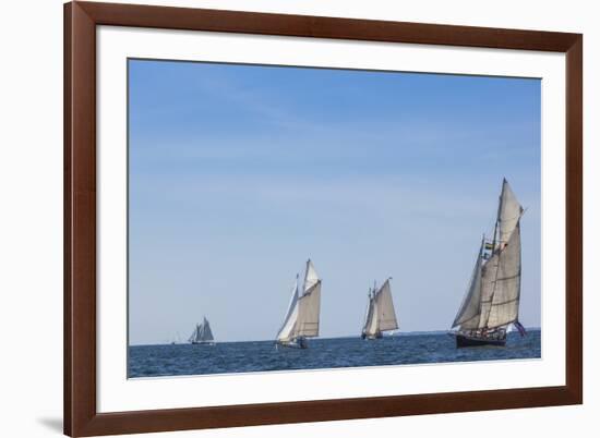 USA, Massachusetts, Cape Ann, Gloucester. Gloucester Schooner Festival, schooner parade of sail.-Walter Bibikow-Framed Photographic Print