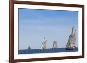 USA, Massachusetts, Cape Ann, Gloucester. Gloucester Schooner Festival, schooner parade of sail.-Walter Bibikow-Framed Photographic Print