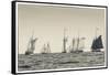 USA, Massachusetts, Cape Ann, Gloucester, schooner sailing ships-Walter Bibikow-Framed Stretched Canvas