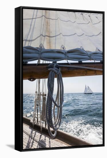 USA, Massachusetts, Cape Ann, Gloucester, schooner sailing ships-Walter Bibikow-Framed Stretched Canvas