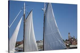 USA, Massachusetts, Cape Ann, Gloucester, schooner sails-Walter Bibikow-Stretched Canvas