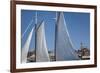 USA, Massachusetts, Cape Ann, Gloucester, schooner sails-Walter Bibikow-Framed Premium Photographic Print