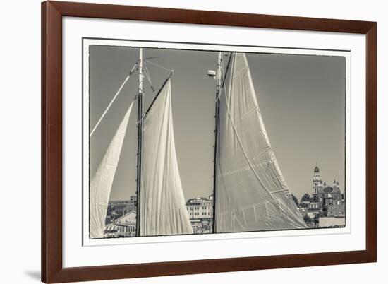 USA, Massachusetts, Cape Ann, Gloucester, schooner sails-Walter Bibikow-Framed Premium Photographic Print