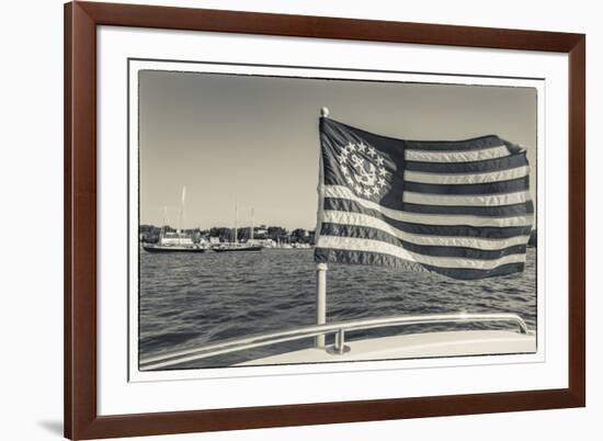 USA, Massachusetts, Cape Ann, Gloucester, schooner US flag-Walter Bibikow-Framed Premium Photographic Print