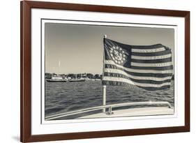 USA, Massachusetts, Cape Ann, Gloucester, schooner US flag-Walter Bibikow-Framed Premium Photographic Print