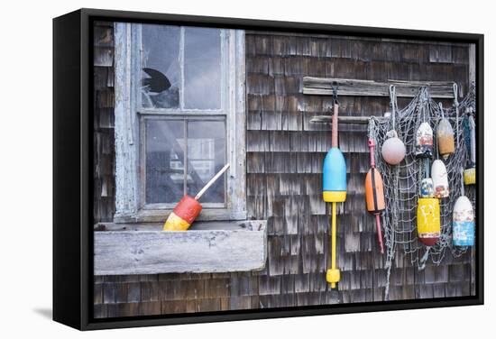 USA, Massachusetts, Cape Ann, Rockport, Lobster Buoys-Walter Bibikow-Framed Stretched Canvas