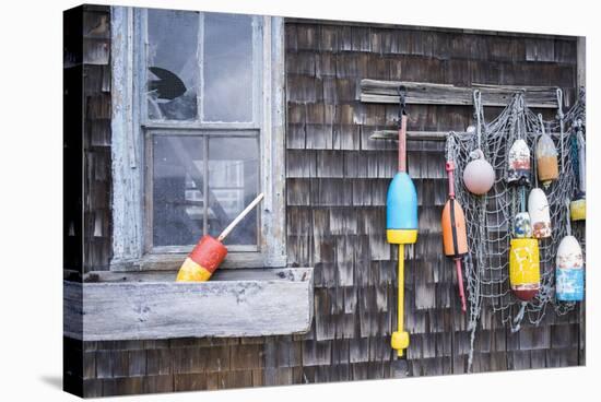 USA, Massachusetts, Cape Ann, Rockport, Lobster Buoys-Walter Bibikow-Stretched Canvas