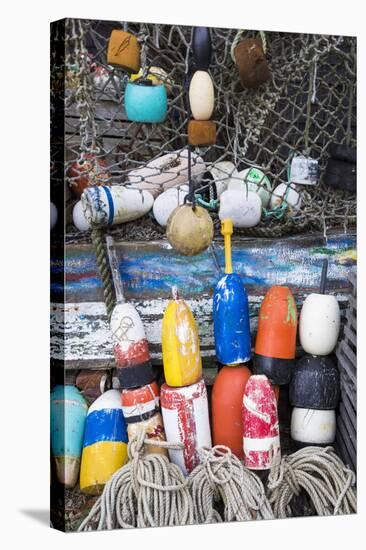 USA, Massachusetts, Cape Ann, Rockport, Lobster Buoys-Walter Bibikow-Stretched Canvas