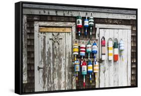 USA, Massachusetts, Cape Ann, Rockport, Rockport Harbor, Lobster Buoys-Walter Bibikow-Framed Stretched Canvas
