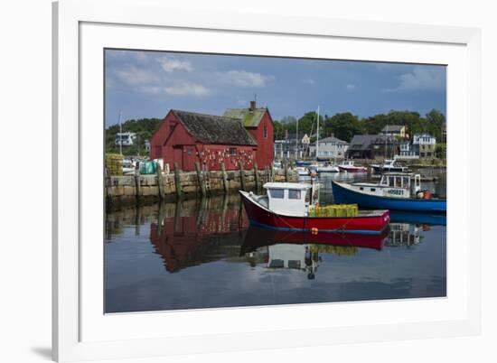 USA, Massachusetts, Cape Ann, Rockport, Rockport Harbor with boats-Walter Bibikow-Framed Premium Photographic Print