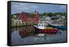 USA, Massachusetts, Cape Ann, Rockport, Rockport Harbor with boats-Walter Bibikow-Framed Stretched Canvas