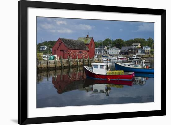 USA, Massachusetts, Cape Ann, Rockport, Rockport Harbor with boats-Walter Bibikow-Framed Photographic Print