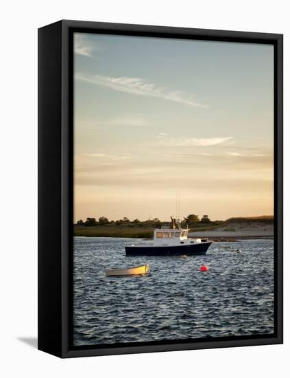 USA, Massachusetts, Cape Cod, Chatham, Fishing boat moored in Chatham Harbor-Ann Collins-Framed Stretched Canvas