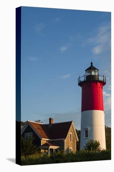 USA, Massachusetts, Cape Cod, Eastham, Nauset Lighthouse at dawn-Walter Bibikow-Stretched Canvas