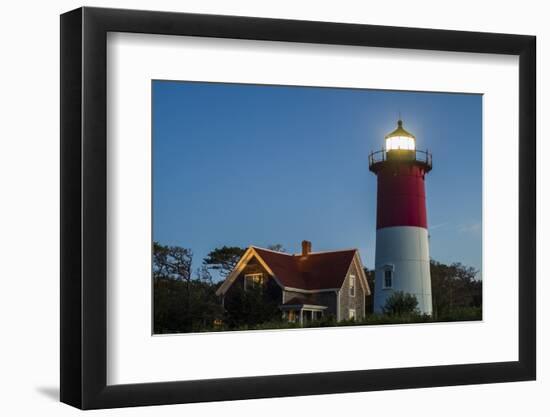 USA, Massachusetts, Cape Cod, Eastham, Nauset Lighthouse at dawn-Walter Bibikow-Framed Premium Photographic Print