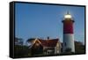 USA, Massachusetts, Cape Cod, Eastham, Nauset Lighthouse at dawn-Walter Bibikow-Framed Stretched Canvas