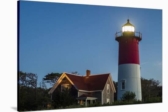 USA, Massachusetts, Cape Cod, Eastham, Nauset Lighthouse at dawn-Walter Bibikow-Stretched Canvas