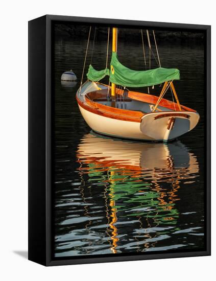 USA, Massachusetts, Cape Cod, Moored sailboat-Ann Collins-Framed Stretched Canvas