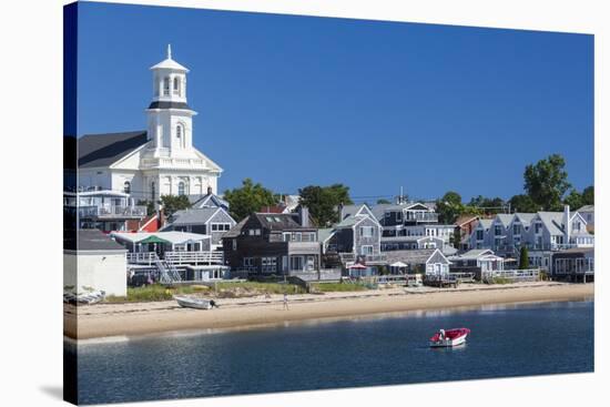 USA, Massachusetts, Cape Cod, Provincetown, Macmilan Pier, Town View with Public Library Building-Walter Bibikow-Stretched Canvas