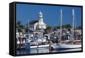 USA, Massachusetts, Cape Cod, Provincetown, Macmilan Pier, Town View with Public Library Building-Walter Bibikow-Framed Stretched Canvas