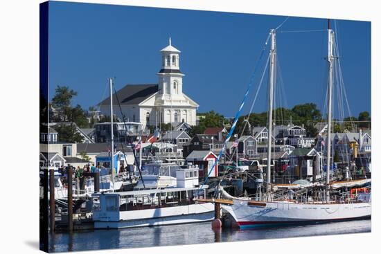 USA, Massachusetts, Cape Cod, Provincetown, Macmilan Pier, Town View with Public Library Building-Walter Bibikow-Stretched Canvas