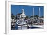 USA, Massachusetts, Cape Cod, Provincetown, Macmilan Pier, Town View with Public Library Building-Walter Bibikow-Framed Photographic Print
