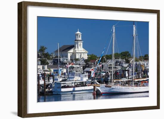USA, Massachusetts, Cape Cod, Provincetown, Macmilan Pier, Town View with Public Library Building-Walter Bibikow-Framed Photographic Print